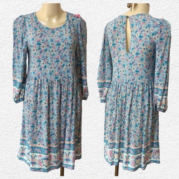 BEBOP FLORAL BOHO BABYDOLL DRESS. SUMMER FLORAL DRESS. EXCELLENT CONDITION. - Picture 4 of 11